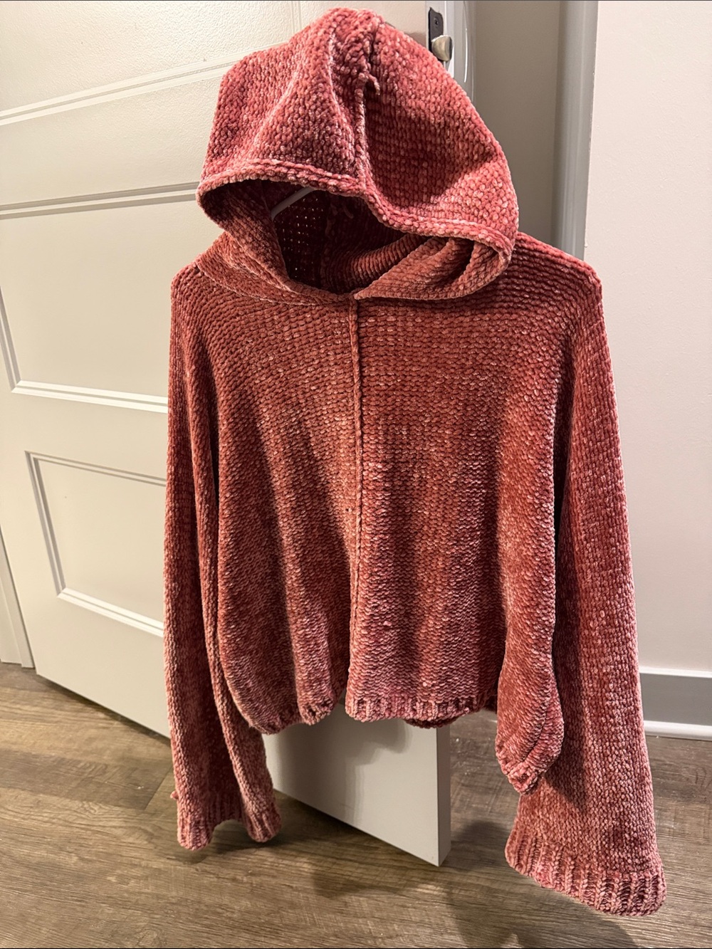 Alice + Olivia Plush Chenille Hooded Sweater in Rose